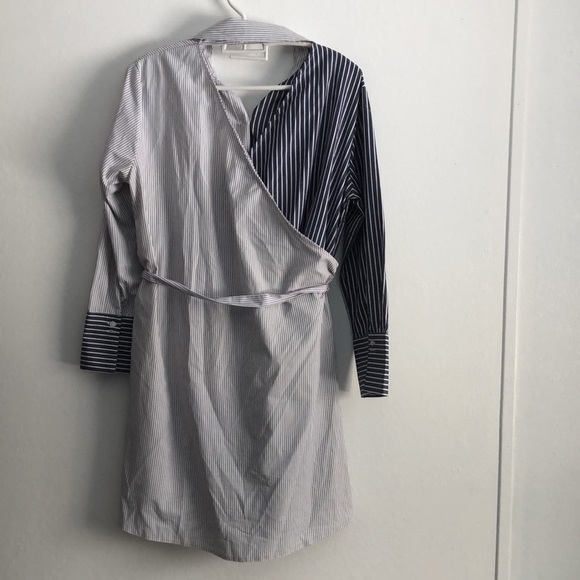 Ripe Womens Mini Dress Size Small Stripes Blue Tunic Dress Shirt Belt - Picture 6 of 7